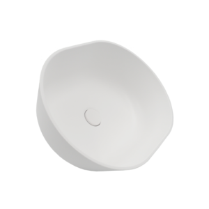 Lavabo Castagnari semi-ovale en Ocritech avec écoulement sous pression Couleur blanc mat